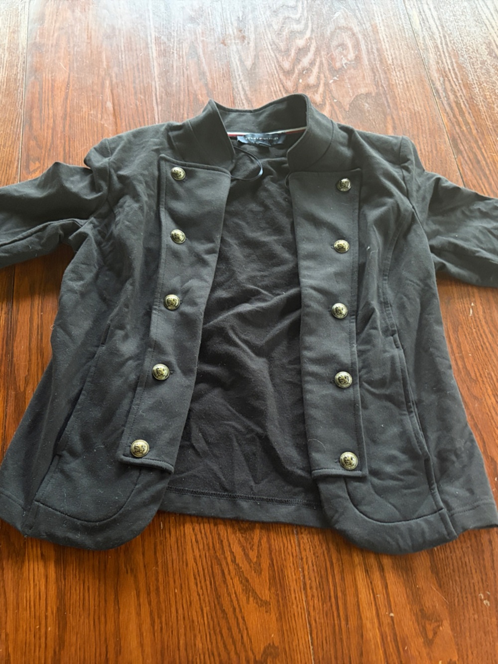 Tommy Hilfiger Black Double-Breasted Military Blazer Small